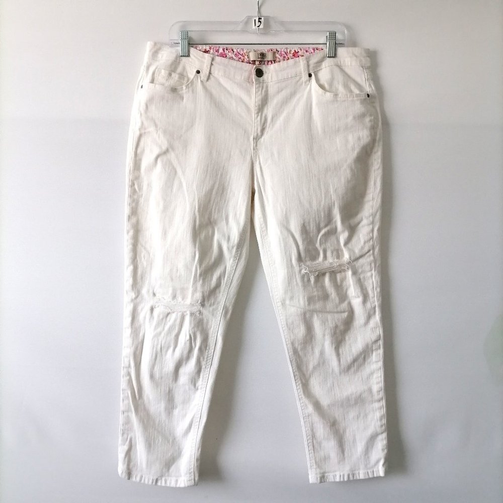 Vintage America Blue Womens White Mid Rise Regular Boyfriend Jeans Size 12.5/31